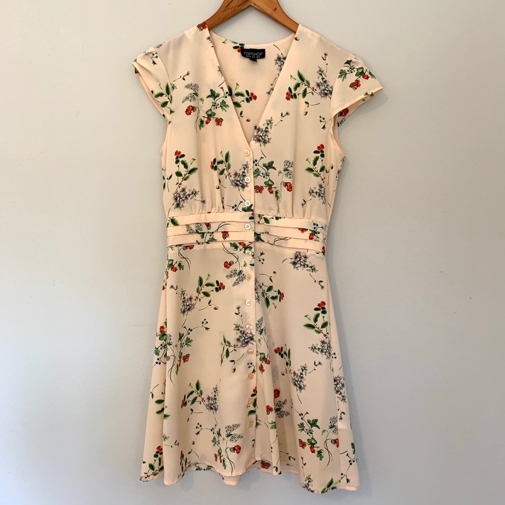 Topshop mini floral dress in blush